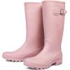 imageDKSUKO Womens Tall Rain Boots Garden Boots Waterproof Wellington Rubber BootsMatte Pink