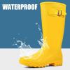 imageDKSUKO Womens Tall Rain Boots Garden Boots Waterproof Wellington Rubber BootsMatte Yellow