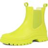 imageDKSUKO Womens Short Rain Boots Rubber Waterproof Garden Boots Elastic Slip On Ankle Chelsea Boot Fashion Insulated Rain Shoe for Outdoor Work Thick SoleBrilliant Green