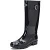 imageDKSUKO Womens Tall Rain Boots Garden Boots Waterproof Wellington Rubber BootsBright Black