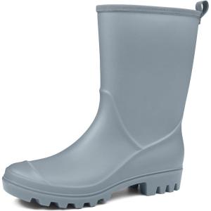 imageDKSUKO Waterproof Womens Rain Boots insulatedLightweight Rubber fashion Boots in GardeningWarm and Comfortable Wide Calf Rain Boots with Glossy in OutdoorGrey
