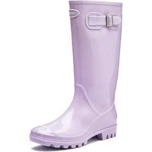 imageDKSUKO Womens Tall Rain Boots Garden Boots Waterproof Wellington Rubber BootsBright Purple
