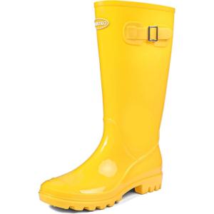 imageDKSUKO Womens Tall Rain Boots Garden Boots Waterproof Wellington Rubber BootsBright Yellow