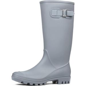 imageDKSUKO Womens Tall Rain Boots Garden Boots Waterproof Wellington Rubber BootsMatte Gray