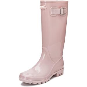 imageDKSUKO Womens Tall Rain Boots Garden Boots Waterproof Wellington Rubber BootsPink