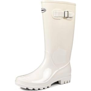 imageDKSUKO Womens Tall Rain Boots Waterproof Wellington Boots95 BM USBright White
