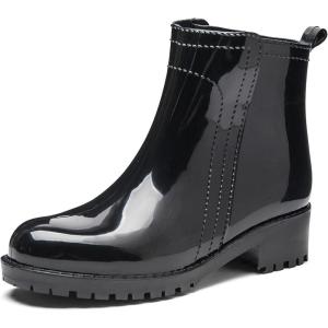 image:imageDKSUKO Womens Short Rain Boots Waterproof Ankle Raining Shoes AntiSlip Garden Boot Rubber Garden Shoes for Ladies Outdoor Work ShoesBlack a