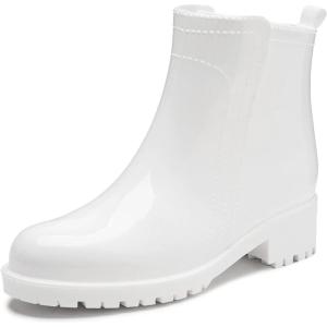 image:imageDKSUKO Womens Short Rain Boots Waterproof Ankle Raining Shoes AntiSlip Garden Boot Rubber Garden Shoes for Ladies Outdoor Work ShoesWhite a
