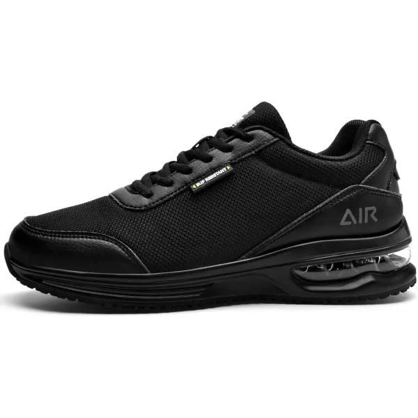 imageRomenSi Mens Work Shoes for Chefs Food Service Lightweight Air Walking Sneakers Breathable Slip Resistant Footwear Black