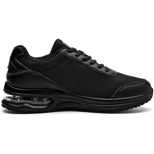 imageRomenSi Mens Work Shoes for Chefs Food Service Lightweight Air Walking Sneakers Breathable Slip Resistant Footwear Black