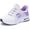 imageRomenSi Athletic Running Shoes for Boys Girls Lightweight Breathable Tennis Sports Kids SneakersWhitepurple