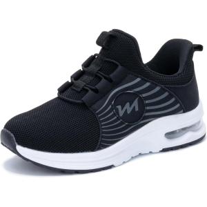 imageRomenSi Athletic Running Shoes for Boys Girls Lightweight Breathable Tennis Sports Kids SneakersAllblack