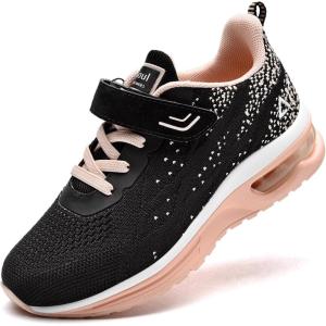 imageRomenSi Athletic Running Shoes for Boys Girls Lightweight Breathable Tennis Sports Kids SneakersBlackorange