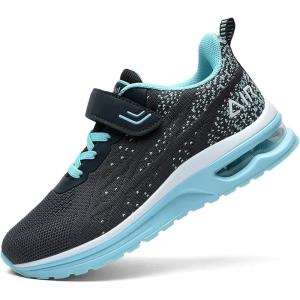 imageRomenSi Athletic Running Shoes for Boys Girls Lightweight Breathable Tennis Sports Kids SneakersGreyblue