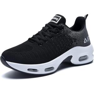 imageRomenSi Womens Tennis Athletic Running Shoes Fashion Sneakers Breathable Sports Gym Walking Shoes US5511BlackWhite