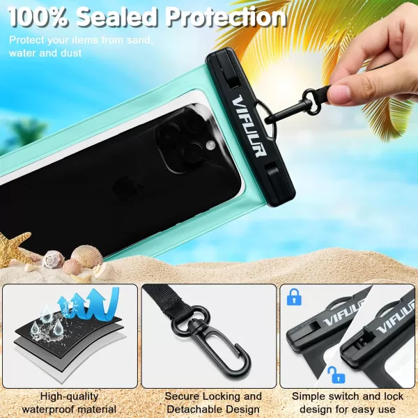 VIFUUR IPX8 Waterproof Phone Pouch Universal Cellphone Dry Bag Case Compatible for iPhone 15 14 13 12 Pro Max XS Plus Samsung Galaxy Phone Protector for Beach Diving Swimming -2 Pack Black/Black