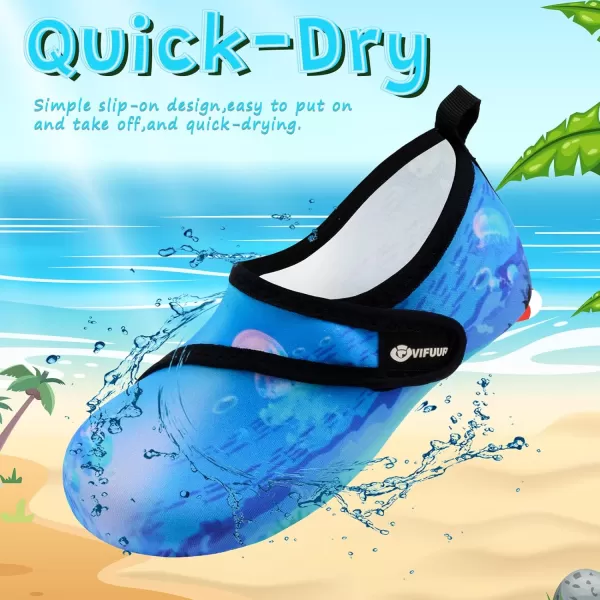 VIFUUR Kids Water Shoes Girls Boys Quick Dry Aqua Socks for Beach Swim Outdoor Sports