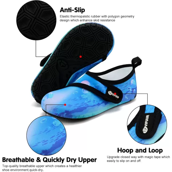 VIFUUR Kids Water Shoes Girls Boys Quick Dry Aqua Socks for Beach Swim Outdoor Sports