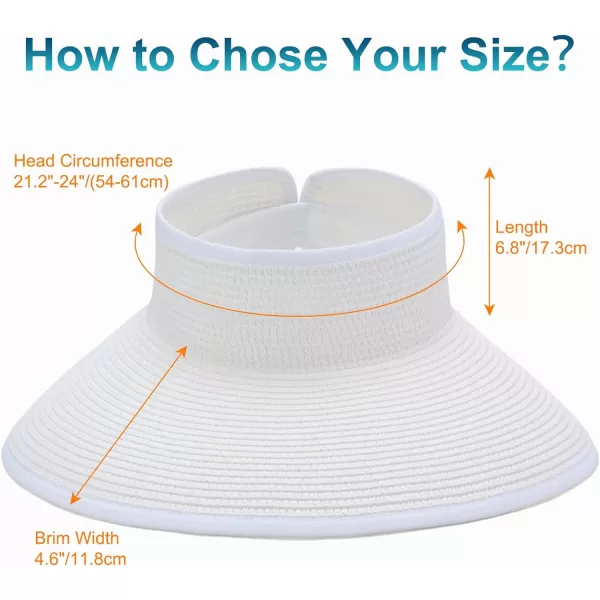 VIFUUR Sun Straw Hats Roll-up Ponytail Wide Brim Summer Visor for Womens Beach Hat Packable UPF UV Travel