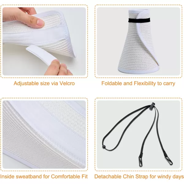 VIFUUR Sun Straw Hats Roll-up Ponytail Wide Brim Summer Visor for Womens Beach Hat Packable UPF UV Travel