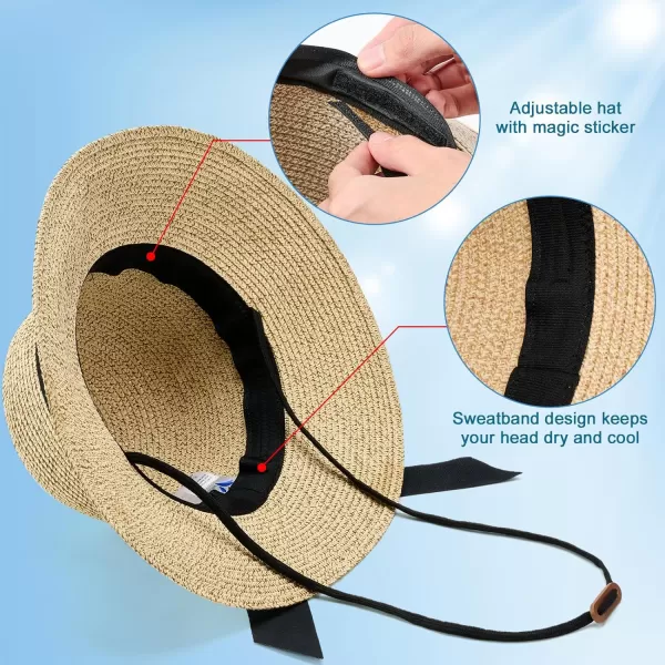 VIFUUR Womens Straw Hats Wide Brim Summer Visor Beach Sun Hat Packable UPF UV Foldable Travel