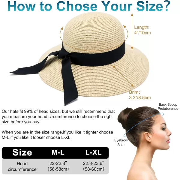 VIFUUR Womens Straw Hats Wide Brim Summer Visor Beach Sun Hat Packable UPF UV Foldable Travel