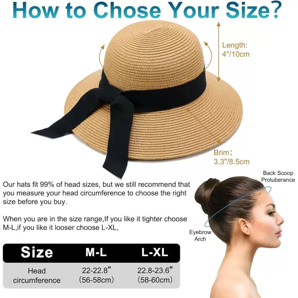 VIFUUR Womens Straw Hats Wide Brim Summer Visor Beach Sun Hat Packable UPF UV Foldable Travel