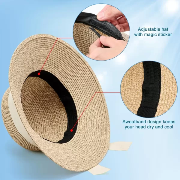 VIFUUR Womens Straw Hats Wide Brim Summer Visor Beach Sun Hat Packable UPF UV Foldable Travel