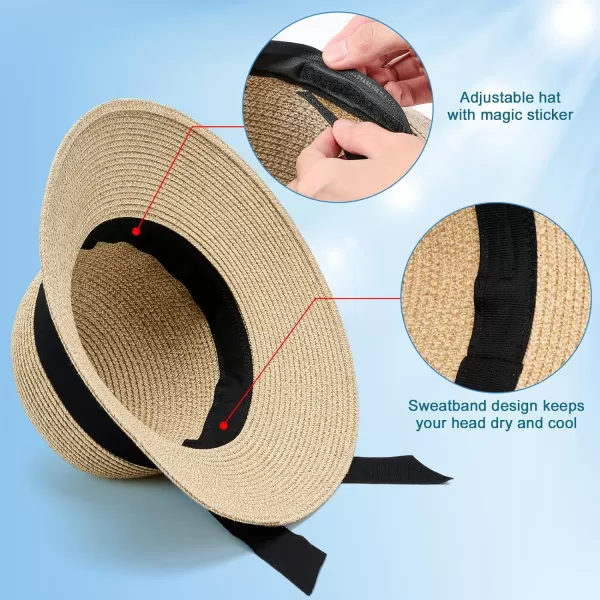 VIFUUR Womens Straw Hats Wide Brim Summer Visor Beach Sun Hat Packable UPF UV Foldable Travel