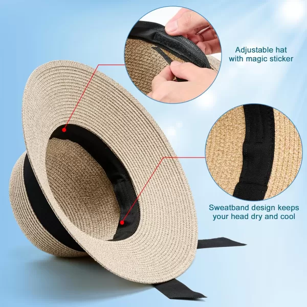 VIFUUR Womens Straw Hats Wide Brim Summer Visor Beach Sun Hat Packable UPF UV Foldable Travel