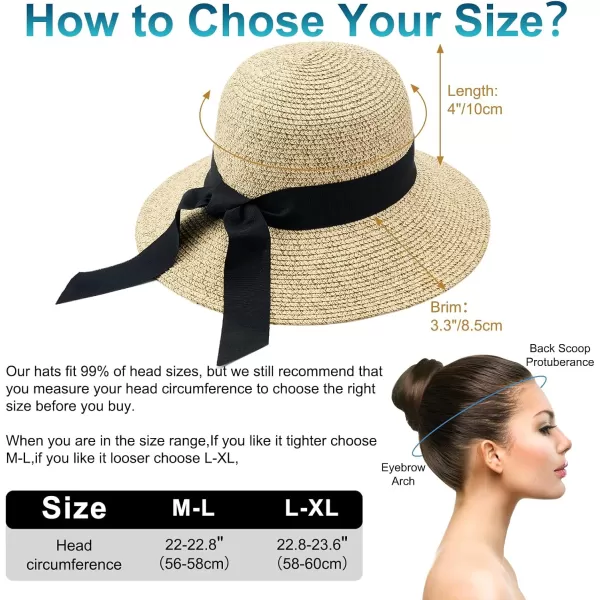 VIFUUR Womens Straw Hats Wide Brim Summer Visor Beach Sun Hat Packable UPF UV Foldable Travel