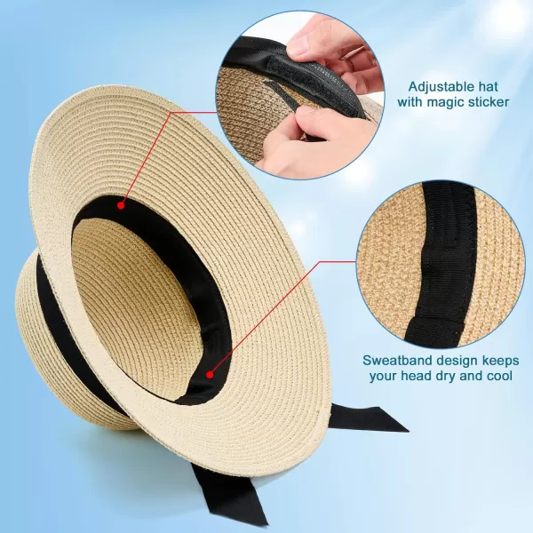 VIFUUR Womens Straw Hats Wide Brim Summer Visor Beach Sun Hat Packable UPF UV Foldable Travel