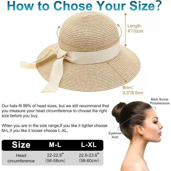 VIFUUR Womens Straw Hats Wide Brim Summer Visor Beach Sun Hat Packable UPF UV Foldable Travel