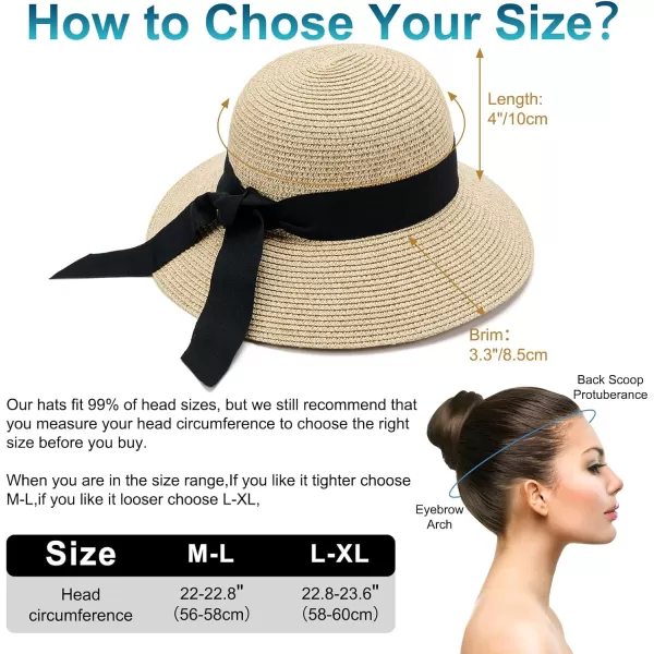 VIFUUR Womens Straw Hats Wide Brim Summer Visor Beach Sun Hat Packable UPF UV Foldable Travel