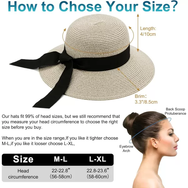 VIFUUR Womens Straw Hats Wide Brim Summer Visor Beach Sun Hat Packable UPF UV Foldable Travel