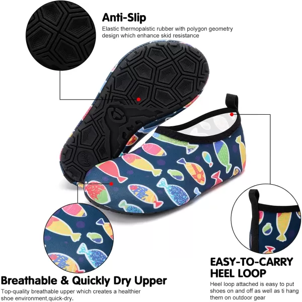 VIFUUR Kids Water Shoes Girls Boys Quick Dry Aqua Socks for Beach Swim Outdoor Sports