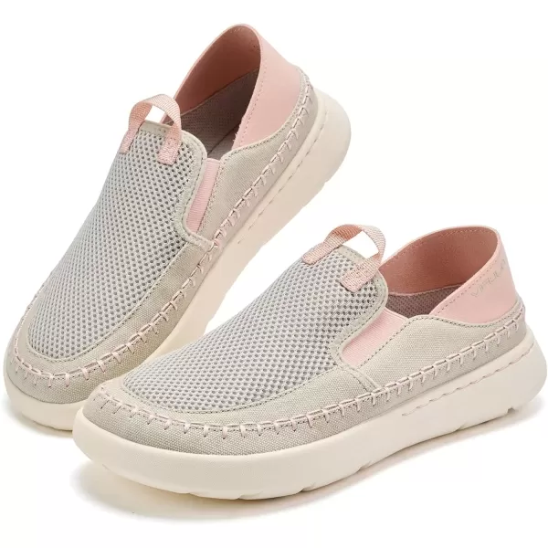 imageVIFUUR Womens Slip on Shoes Casual Comfortable Loafer Shoes SneakerGreypink