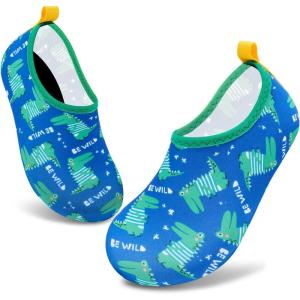 imageVIFUUR Kids Water Shoes Girls Boys Quick Dry Aqua Socks for Beach Swim Outdoor SportsGreen Dinosaur