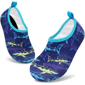 imageVIFUUR Kids Water Shoes Girls Boys Quick Dry Aqua Socks for Beach Swim Outdoor SportsPurple Yellow Fish