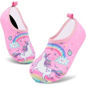 imageVIFUUR Kids Water Shoes Girls Boys Quick Dry Aqua Socks for Beach Swim Outdoor SportsRainbowUnicorn
