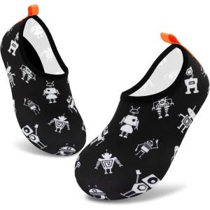 imageVIFUUR Kids Water Shoes Girls Boys Quick Dry Aqua Socks for Beach Swim Outdoor SportsRobot Black
