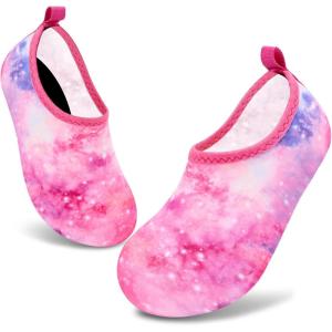 imageVIFUUR Kids Water Shoes Girls Boys Quick Dry Aqua Socks for Beach Swim Outdoor SportsStarrypink