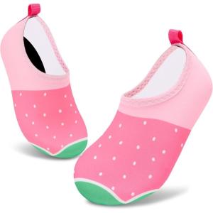 imageVIFUUR Kids Water Shoes Girls Boys Quick Dry Aqua Socks for Beach Swim Outdoor SportsStrawberry