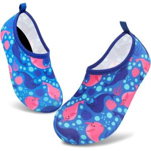 imageVIFUUR Kids Water Shoes Girls Boys Quick Dry Aqua Socks for Beach Swim Outdoor SportsWhale Bluepink
