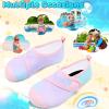 imageVIFUUR Kids Water Shoes Boys Girls Barefoot Water Sports Socks HookampampLoop Beach Shoes Quick Dry Aqua Socks Swim Walking Outdoor Sports for ToddlerStarry BluePink