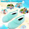 imageVIFUUR Kids Water Shoes Boys Girls Barefoot Water Sports Socks HookampampLoop Beach Shoes Quick Dry Aqua Socks Swim Walking Outdoor Sports for ToddlerCyan1