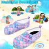imageVIFUUR Kids Water Shoes Boys Girls Barefoot Water Sports Socks HookampampLoop Beach Shoes Quick Dry Aqua Socks Swim Walking Outdoor Sports for ToddlerFish Scales Purple