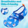 imageVIFUUR Kids Water Shoes Boys Girls Barefoot Water Sports Socks HookampampLoop Beach Shoes Quick Dry Aqua Socks Swim Walking Outdoor Sports for ToddlerBlue Shark