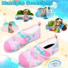 imageVIFUUR Kids Water Shoes Boys Girls Barefoot Water Sports Socks HookampampLoop Beach Shoes Quick Dry Aqua Socks Swim Walking Outdoor Sports for ToddlerFish Scales Pink