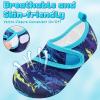 imageVIFUUR Kids Water Shoes Boys Girls Barefoot Water Sports Socks HookampampLoop Beach Shoes Quick Dry Aqua Socks Swim Walking Outdoor Sports for ToddlerPurple Yellow Fish